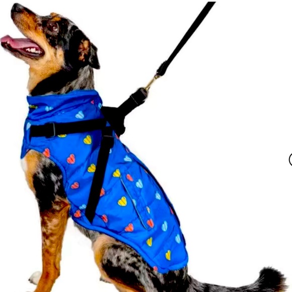Fashion Pet Puffy Heart Harness Coat Blue - Picture 1 of 3